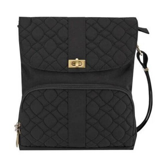 Travelon  ANTI-THEFT SIGNATURE QUILTED MESSENGER BAG  BLACK    NEW With Tags - Picture 1 of 7